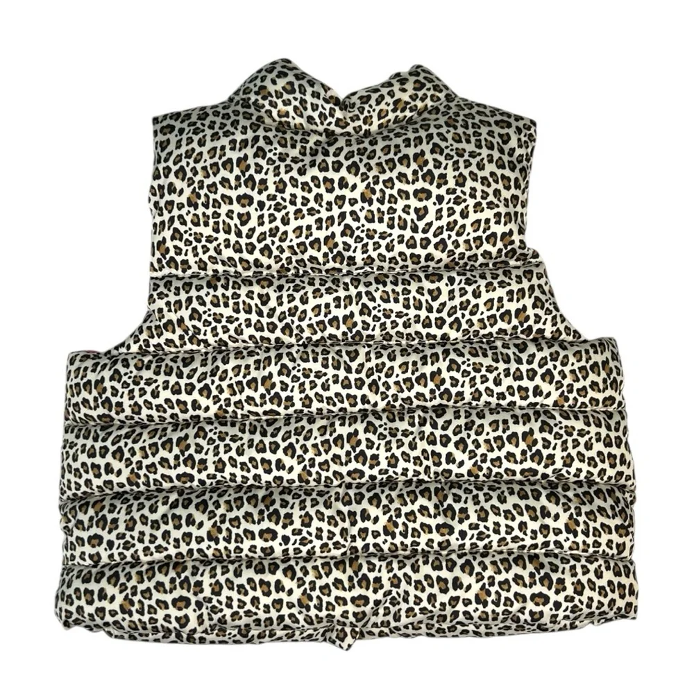 Baby GAP Leopard Print Puffer Vest with Pink Zipper Size 0-6 Months